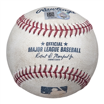 2018 Zach Cozart Angels Game Used OML Manfred Baseball Used on 4/4/18 For 1st Career Walk Off Home Run (MLB Authenticated)